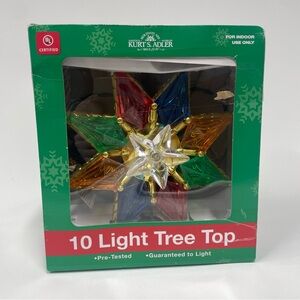 Kurt Adler 10-Light 8-Point Multi Color Star Christmas Tree Top Ornament Toppe